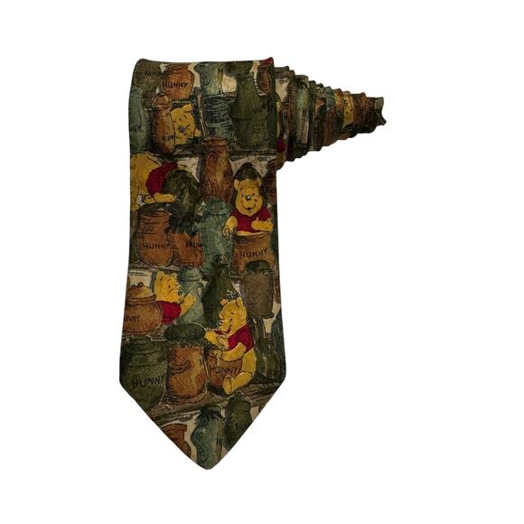 The Disney Store Winnie The Pooh Hunny Honey Pots Cartoon Necktie Vintage - Picture 1 of 7